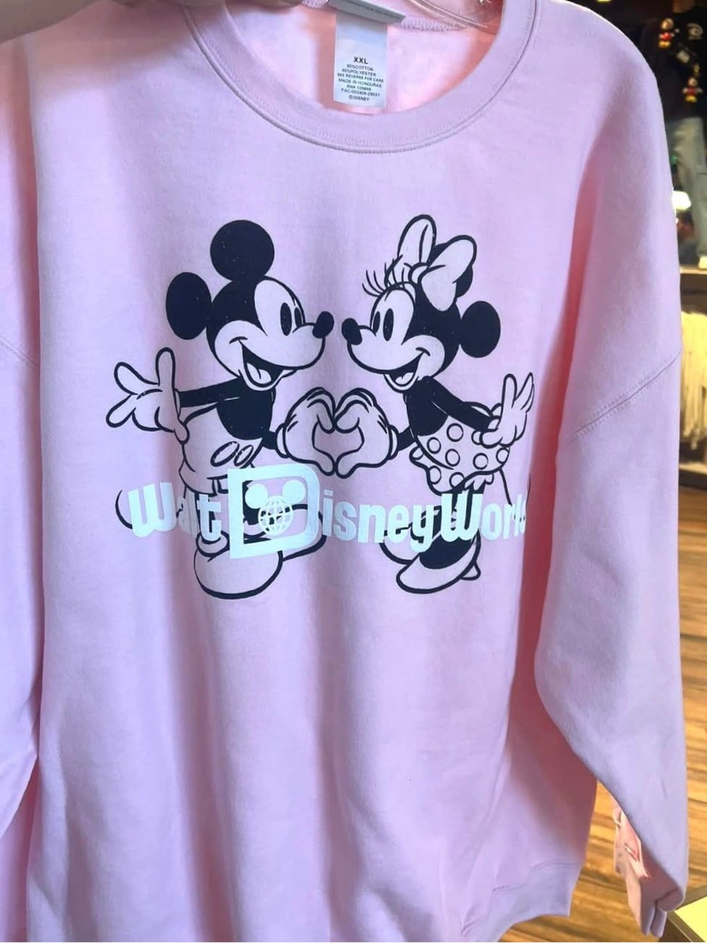 VIRAL Disney VALENTINES LOVE Pink Mickey & Minnie Graphic Crewneck Sweatshirt - Picture 5 of 5